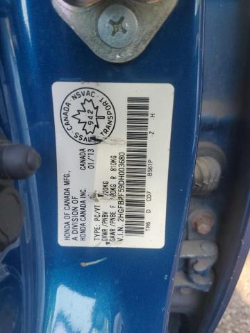 2HGFB2F59DH003680 - 2013 HONDA CIVIC LX BLUE photo 12