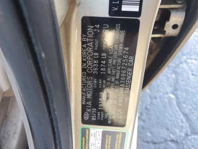 KNADH4A36B6725674 - 2011 KIA RIO BASE GOLD photo 12