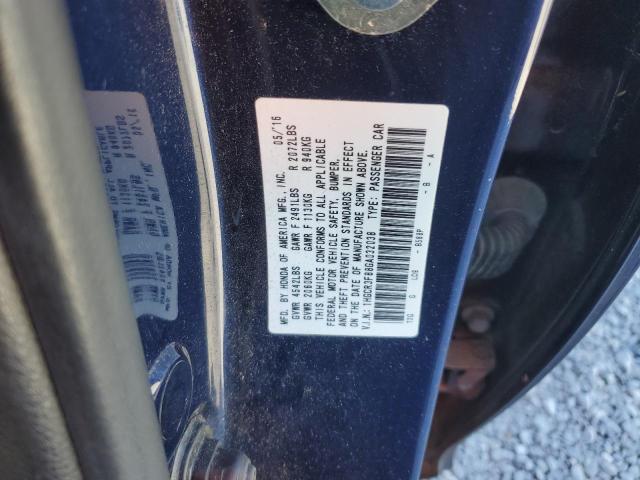 1HGCR3F88GA032038 - 2016 HONDA ACCORD EXL BLUE photo 12