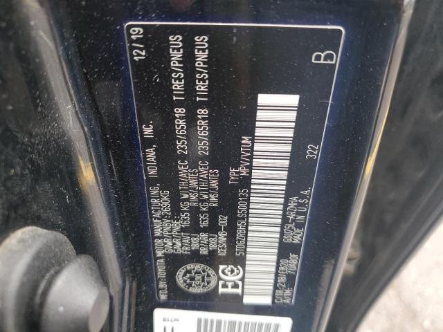 5TDGZRBH5LS500135 - 2020 TOYOTA HIGHLANDER XLE أسود صورة 12