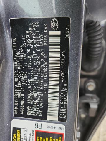 4T4BF1FK4DR288109 - 2013 TOYOTA CAMRY L GRAY photo 12