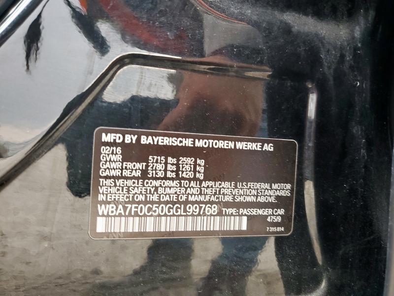 WBA7F0C50GGL99768 - 2016 BMW 750 I BLACK photo 12