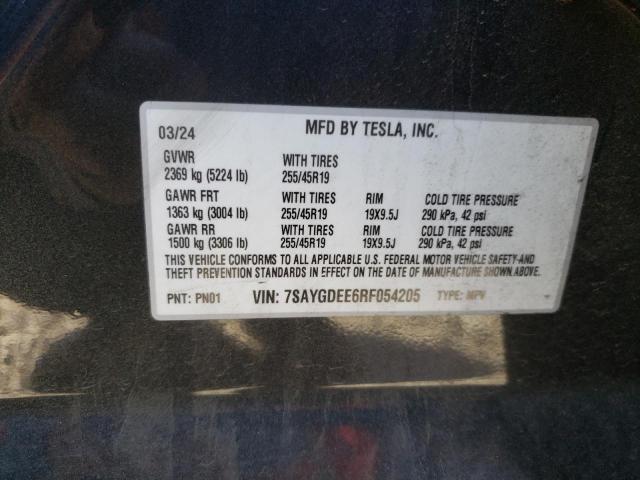 7SAYGDEE6RF054205 - 2024 TESLA MODEL Y Черный фото 12