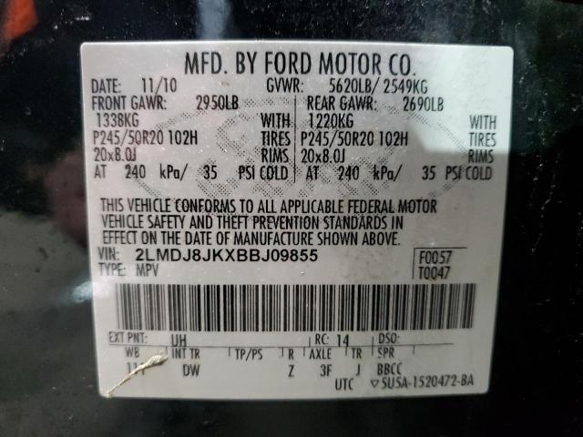 2LMDJ8JKXBBJ09855 - 2011 LINCOLN MKX BLACK photo 13