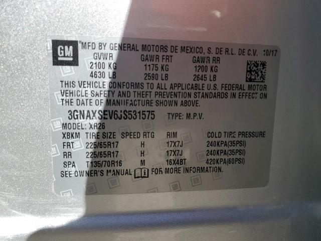 3GNAXSEV6JS531575 - 2018 CHEVROLET EQUINOX LT Silber Foto 14