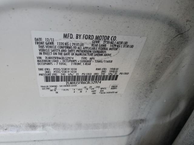 2LMHJ5FR6CBL52974 - 2012 LINCOLN MKT أبيض صورة 13