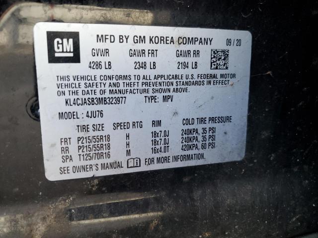 KL4CJASB3MB323977 - 2021 BUICK ENCORE PREFERRED შავი ფოტო 13