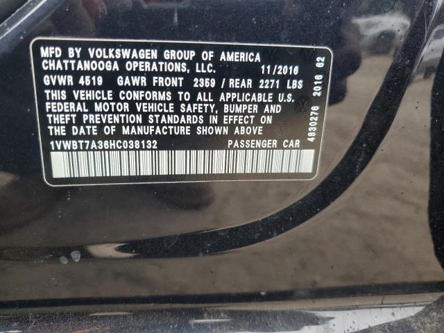 1VWBT7A36HC038132 - 2017 VOLKSWAGEN PASSAT SE 黑色 照片 12