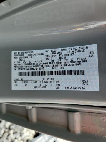 1FMDE5AH4NLB10085 - 2022 FORD BRONCO BASE 银色 照片 12