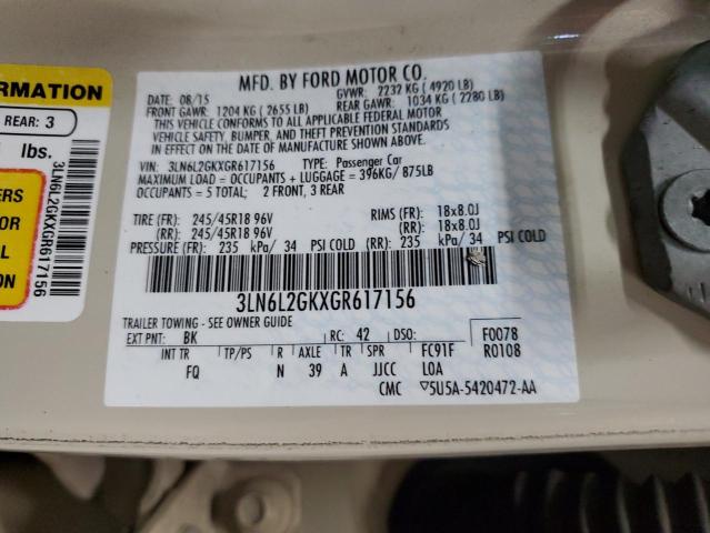 3LN6L2GKXGR617156 - 2016 LINCOLN MKZ ბეჟი ფოტო 13