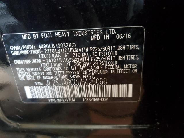 JF2SJAGC0HH426068 - 2017 SUBARU FORESTER 2.5I PREMIUM BLACK photo 14