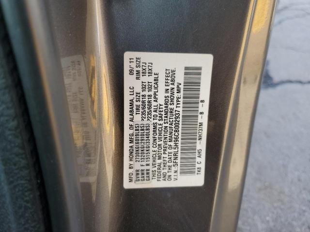 5FNRL5H96CB002937 - 2012 HONDA ODYSSEY TOURING GRAY photo 14