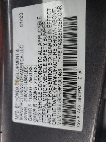19UUB5F59PA001486 - 2023 ACURA TLX TECH A CHARCOAL photo 12