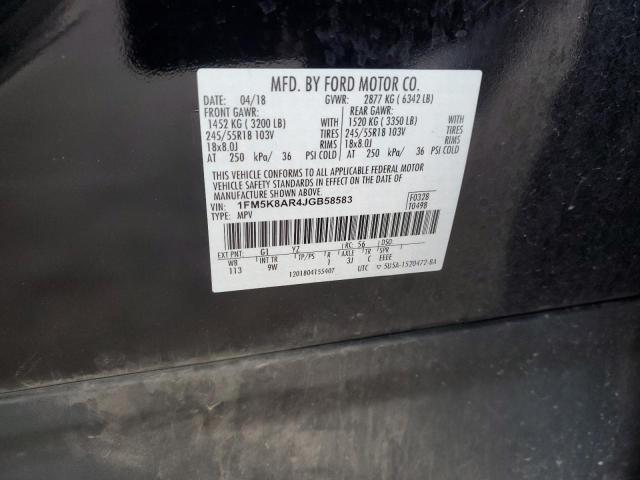 1FM5K8AR4JGB58583 - 2018 FORD EXPLORER POLICE INTERCEPTOR 黑色 照片 12