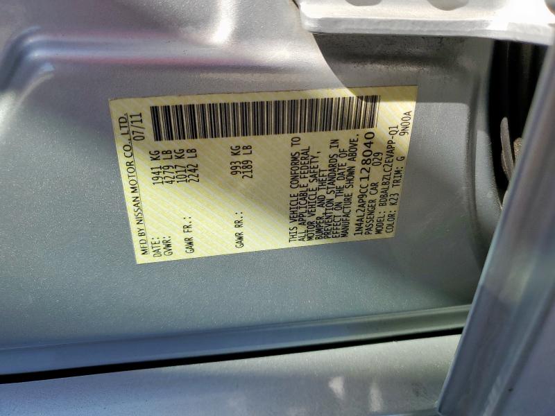 1N4AL2AP9CC128040 - 2012 NISSAN ALTIMA BASE ვერცხლისფერი ფოტო 12