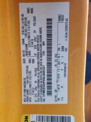 1FMEE5DP6NLB68321 - 2022 FORD BRONCO BASE YELLOW photo 13