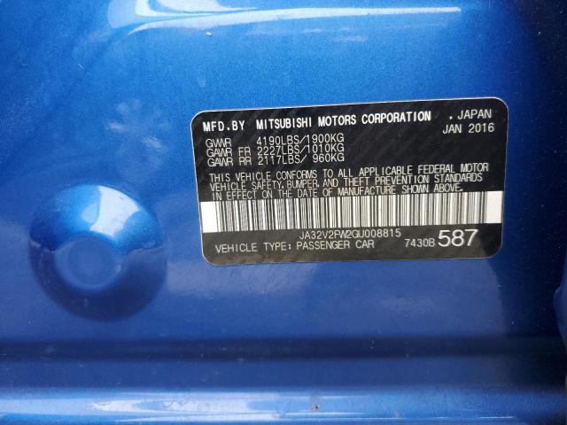 JA32V2FW2GU008815 - 2016 MITSUBISHI LANCER ES BLUE photo 12