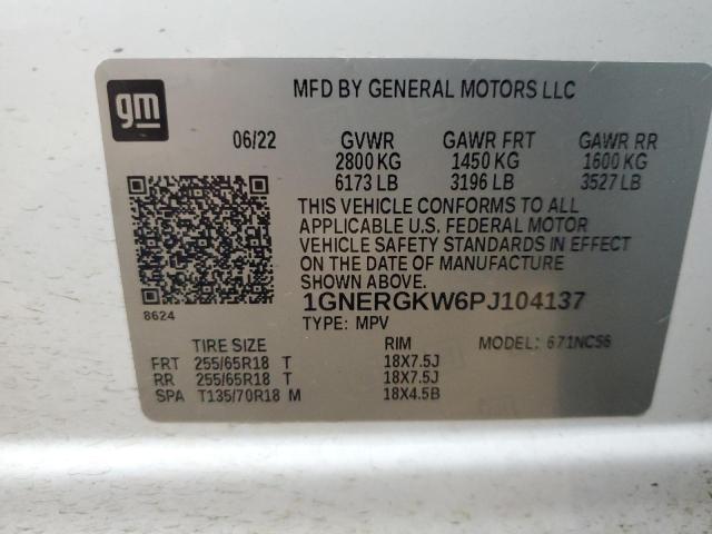 1GNERGKW6PJ104137 - 2023 CHEVROLET TRAVERSE LT 白色 照片 13