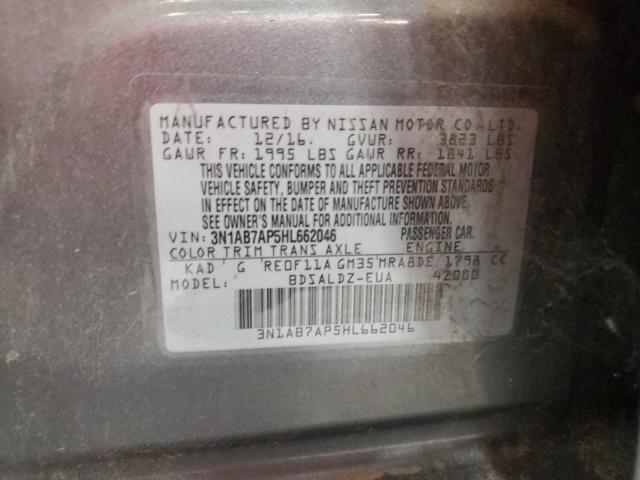 3N1AB7AP5HL662046 - 2017 NISSAN SENTRA S Մոխրագույն լուսանկար 13