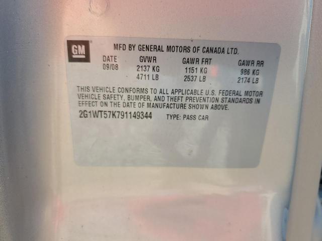 2G1WT57K791149344 - 2009 CHEVROLET IMPALA 1LT 金色 照片 12