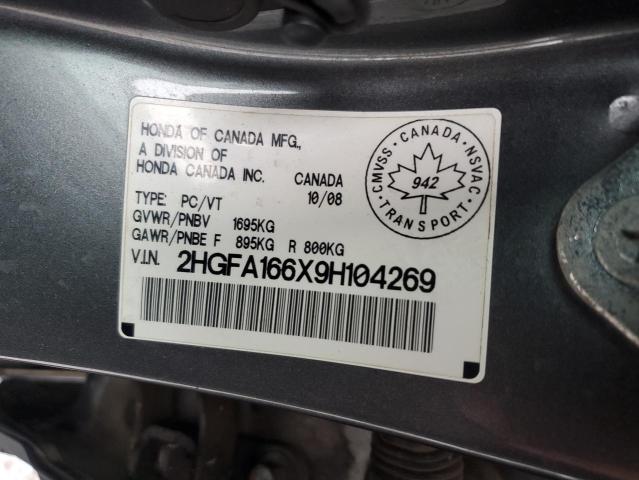 2HGFA166X9H104269 - 2009 HONDA CIVIC LX-S 灰色 照片 12