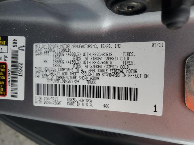 5TFUY5F19BX207729 - 2011 TOYOTA TUNDRA DOUBLE CAB SR5 SILVER photo 13