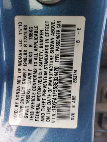 19XFA1F55BE024420 - 2011 HONDA CIVIC LX ლურჯი ფოტო 12