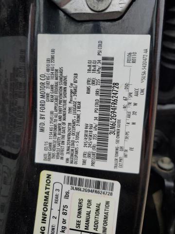 3LN6L2G94FR624728 - 2015 LINCOLN MKZ BLACK photo 12