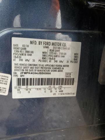 2FMPK4G94JBB60866 - 2018 FORD EDGE SE 蓝色 照片 12