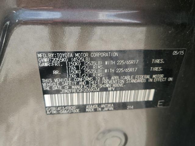 JTMZFREV2FD059034 - 2015 TOYOTA RAV4 LE Gris foto 14