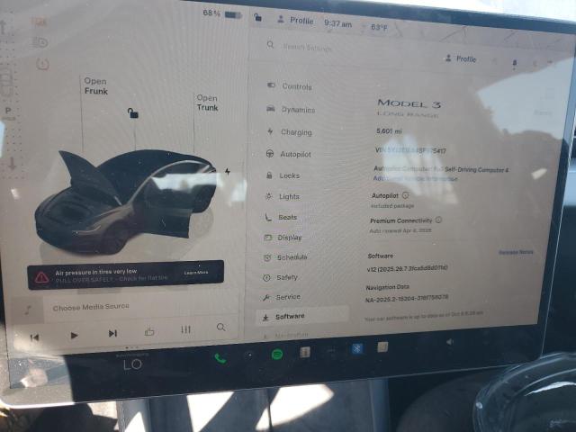 5YJ3E1EA4SF975417 - 2025 TESLA MODEL 3 BLACK photo 9