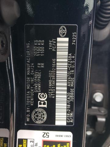 4T1S11AK9RU921646 - 2024 TOYOTA CAMRY SE NIGHT SHADE BLACK photo 13