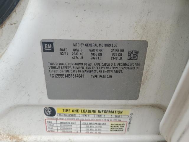 1G1ZE5E14BF314041 - 2011 CHEVROLET MALIBU LTZ თეთრი ფოტო 12