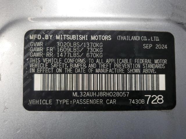 ML32AUHJ8RH028057 - 2024 MITSUBISHI MIRAGE ES SILVER photo 12