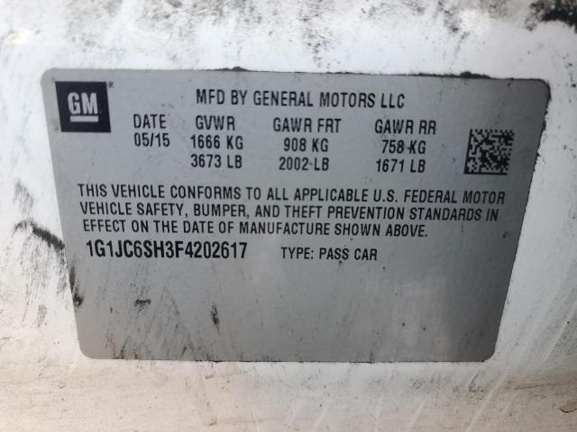 1G1JC6SH3F4202617 - 2015 CHEVROLET SONIC LT Ağ foto 12