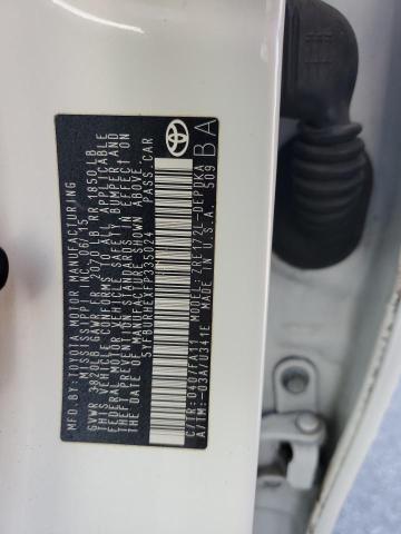 5YFBURHEXFP335024 - 2015 TOYOTA COROLLA L WHITE photo 12