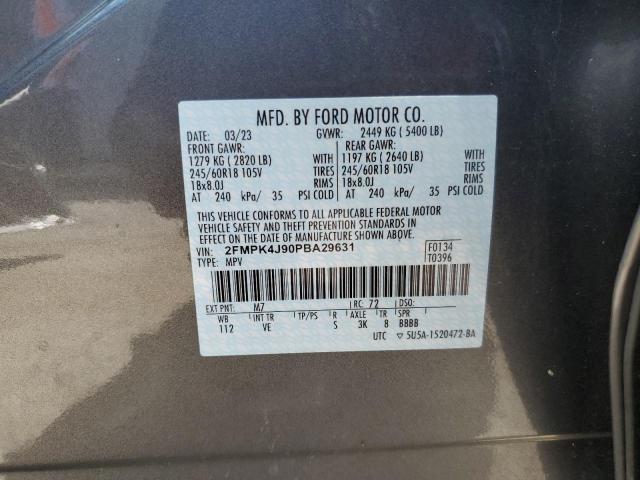 2FMPK4J90PBA29631 - 2023 FORD EDGE SEL 灰色 照片 12