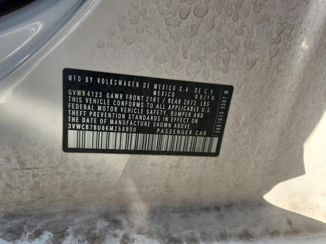 3VWCB7BU6KM258830 - 2019 VOLKSWAGEN JETTA S WHITE photo 12