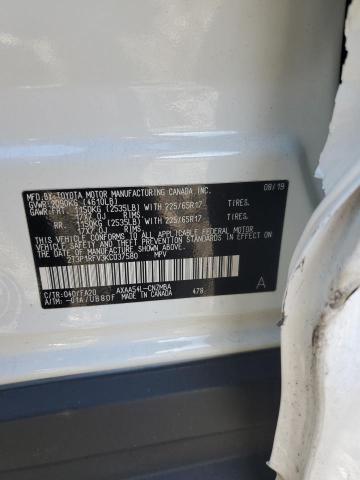 2T3P1RFV3KC037580 - 2019 TOYOTA RAV4 XLE Սպիտակ լուսանկար 12