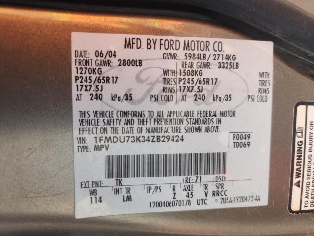 1FMDU73K34ZB29424 - 2004 FORD EXPLORER XLT 棕色 照片 13