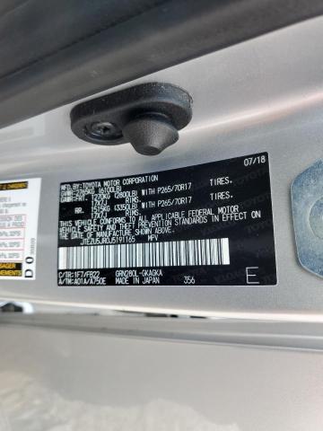 JTEZU5JR0J5191165 - 2018 TOYOTA 4RUNNER SR5 ვერცხლისფერი ფოტო 13