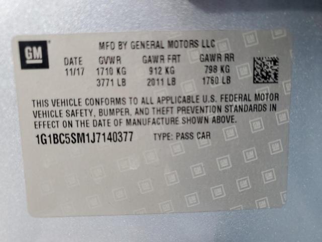 1G1BC5SM1J7140377 - 2018 CHEVROLET CRUZE LS Сұр фото 12