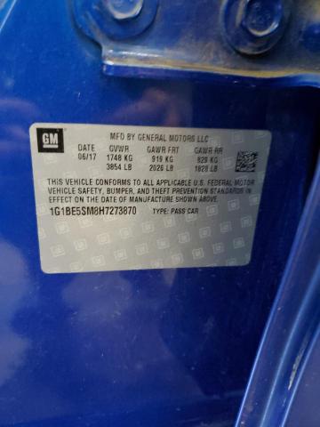 1G1BE5SM8H7273870 - 2017 CHEVROLET CRUZE LT 蓝色 照片 13