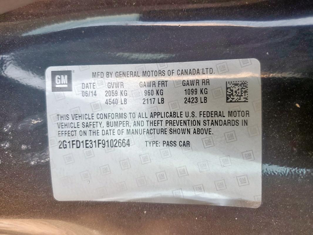 2G1FD1E31F9102664 - 2015 CHEVROLET CAMARO LT BLACK photo 13