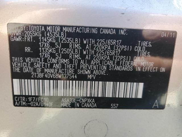 2T3BF4DV6BW137544 - 2011 TOYOTA RAV4 SILVER photo 14