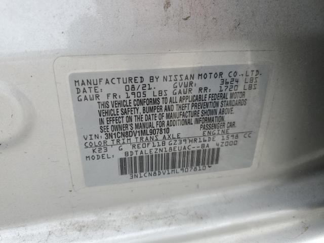 3N1CN8DV1ML907810 - 2021 NISSAN VERSA S SILVER photo 13