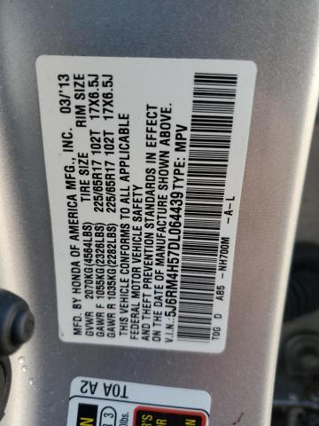 5J6RM4H57DL064439 - 2013 HONDA CR-V EX SILVER photo 14