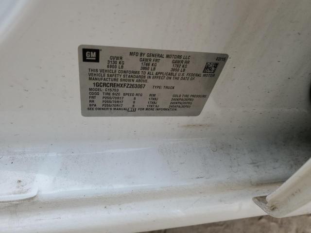 1GCRCREHXFZ263067 - 2015 CHEVROLET SILVERADO C1500 LT WHITE photo 12