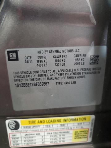 1G1ZB5E12BF359567 - 2011 CHEVROLET MALIBU LS Թուխ լուսանկար 12