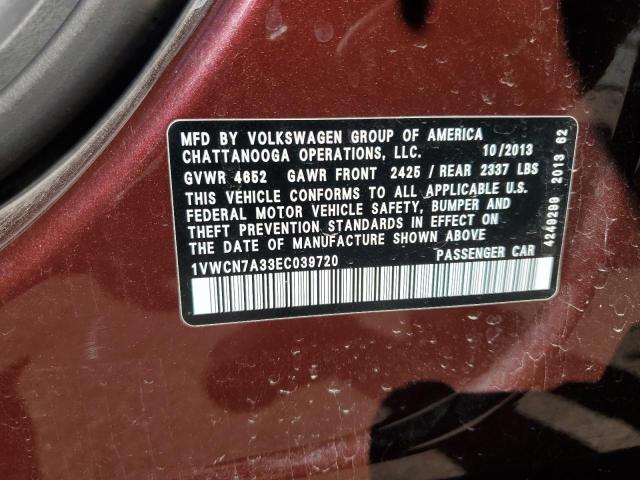 1VWCN7A33EC039720 - 2014 VOLKSWAGEN PASSAT SEL Bordo foto 13